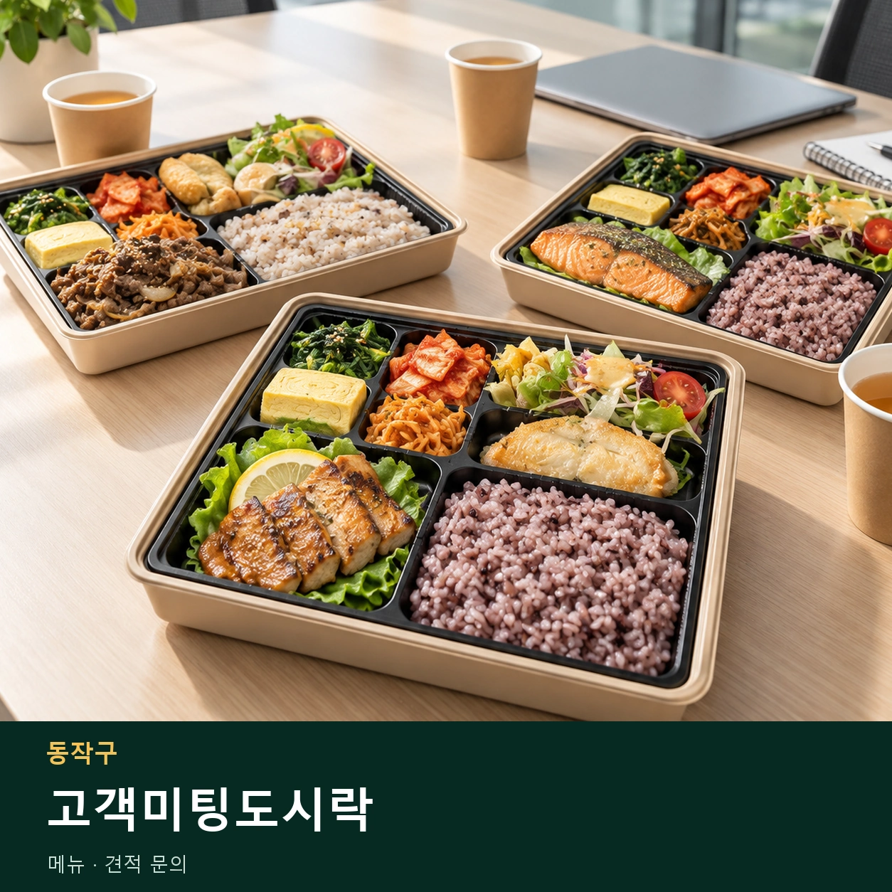 동작구 고객미팅도시락 메뉴와 주문 목적 안내 이미지