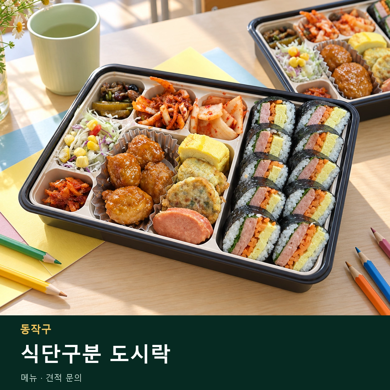 동작구 식단구분 도시락 메뉴와 주문 목적 안내 이미지