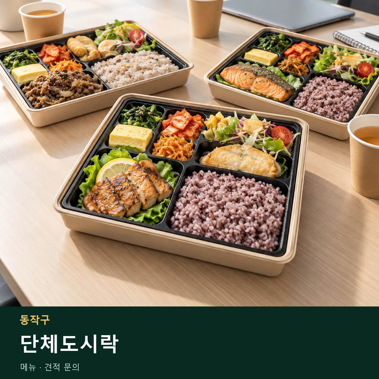 동작구 단체도시락 메뉴와 주문 목적 안내 이미지