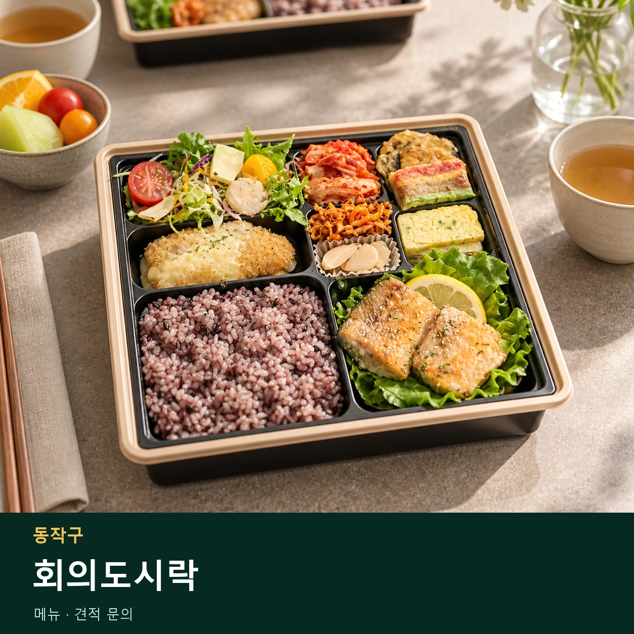 동작구 회의도시락 메뉴와 주문 목적 안내 이미지