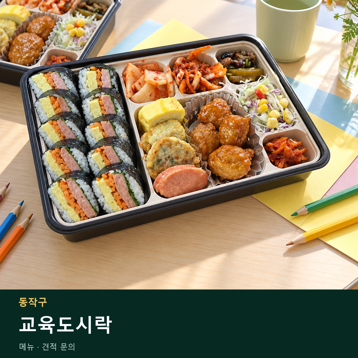 동작구 교육도시락 메뉴와 주문 목적 안내 이미지
